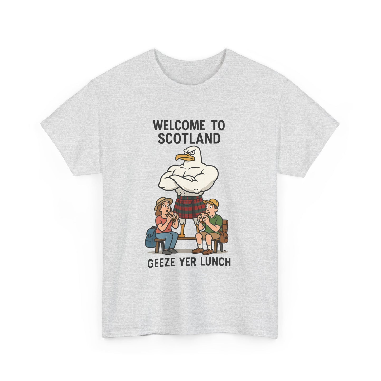 Scottish Seagull 'Geeze yer lunch" Slogan T-Shirt, Various colors & sizes