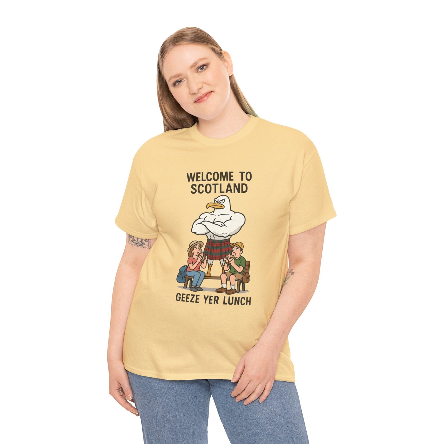 Scottish Seagull 'Geeze yer lunch" Slogan T-Shirt, Various colors & sizes