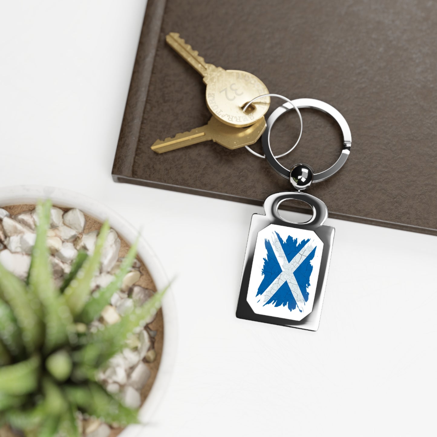 Scottish "St.Andrews cross" key ring, key chain