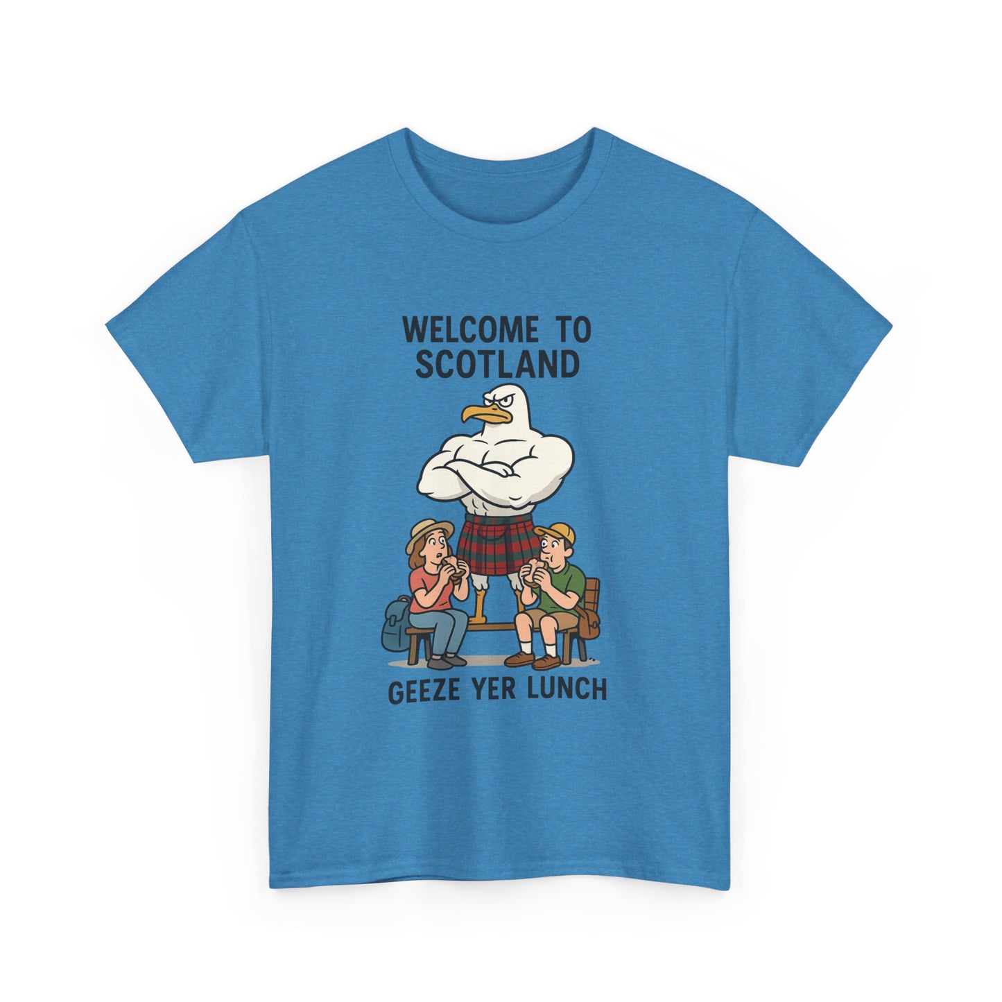 Scottish Seagull 'Geeze yer lunch" Slogan T-Shirt, Various colors & sizes