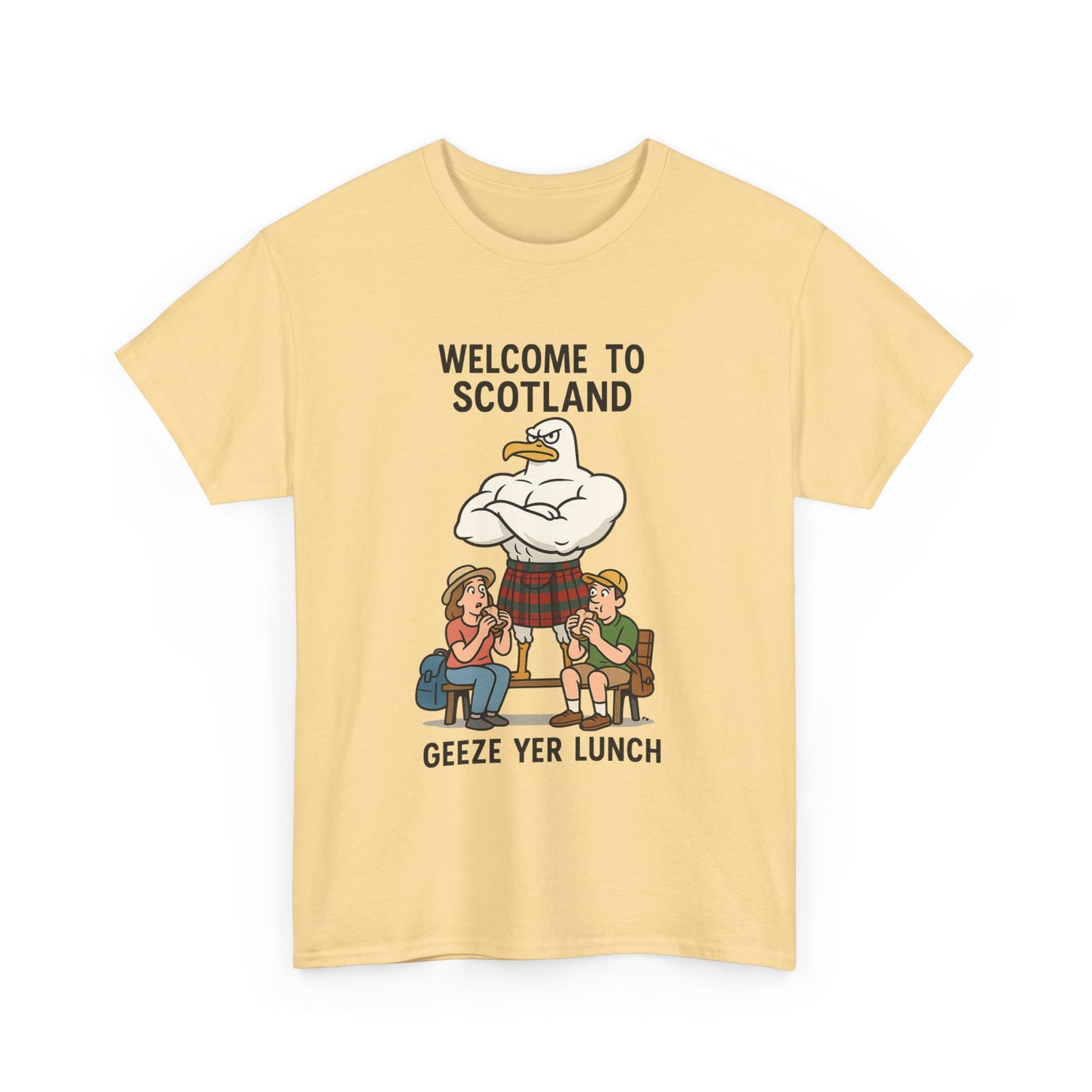 Scottish Seagull 'Geeze yer lunch" Slogan T-Shirt, Various colors & sizes