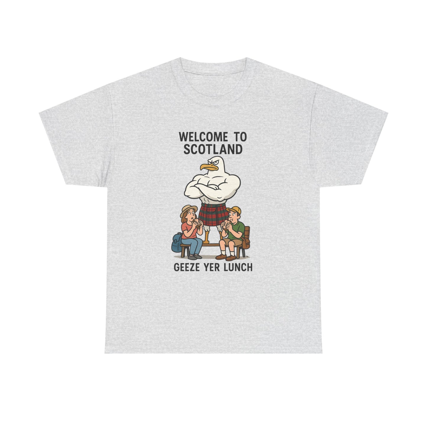 Scottish Seagull 'Geeze yer lunch" Slogan T-Shirt, Various colors & sizes