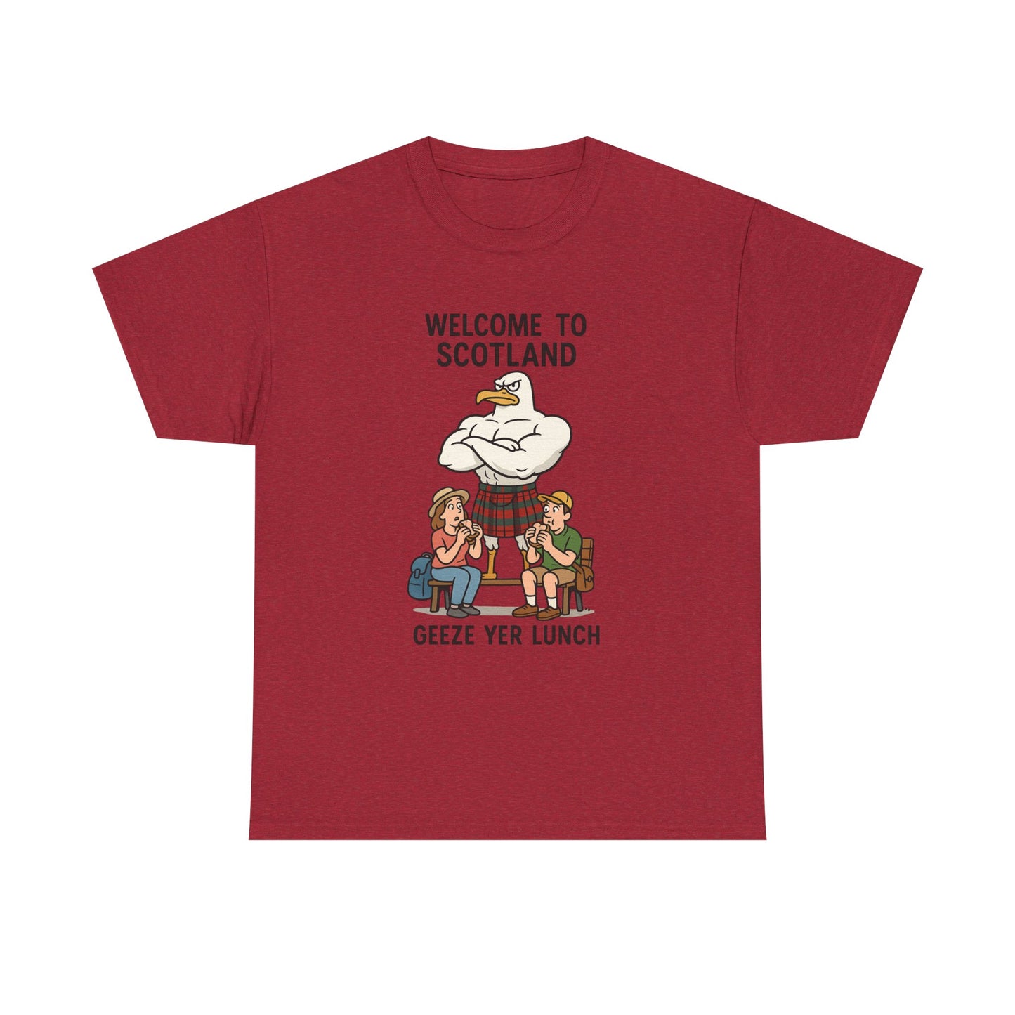Scottish Seagull 'Geeze yer lunch" Slogan T-Shirt, Various colors & sizes
