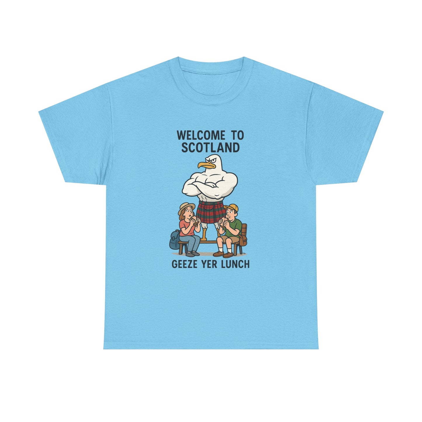 Scottish Seagull 'Geeze yer lunch" Slogan T-Shirt, Various colors & sizes
