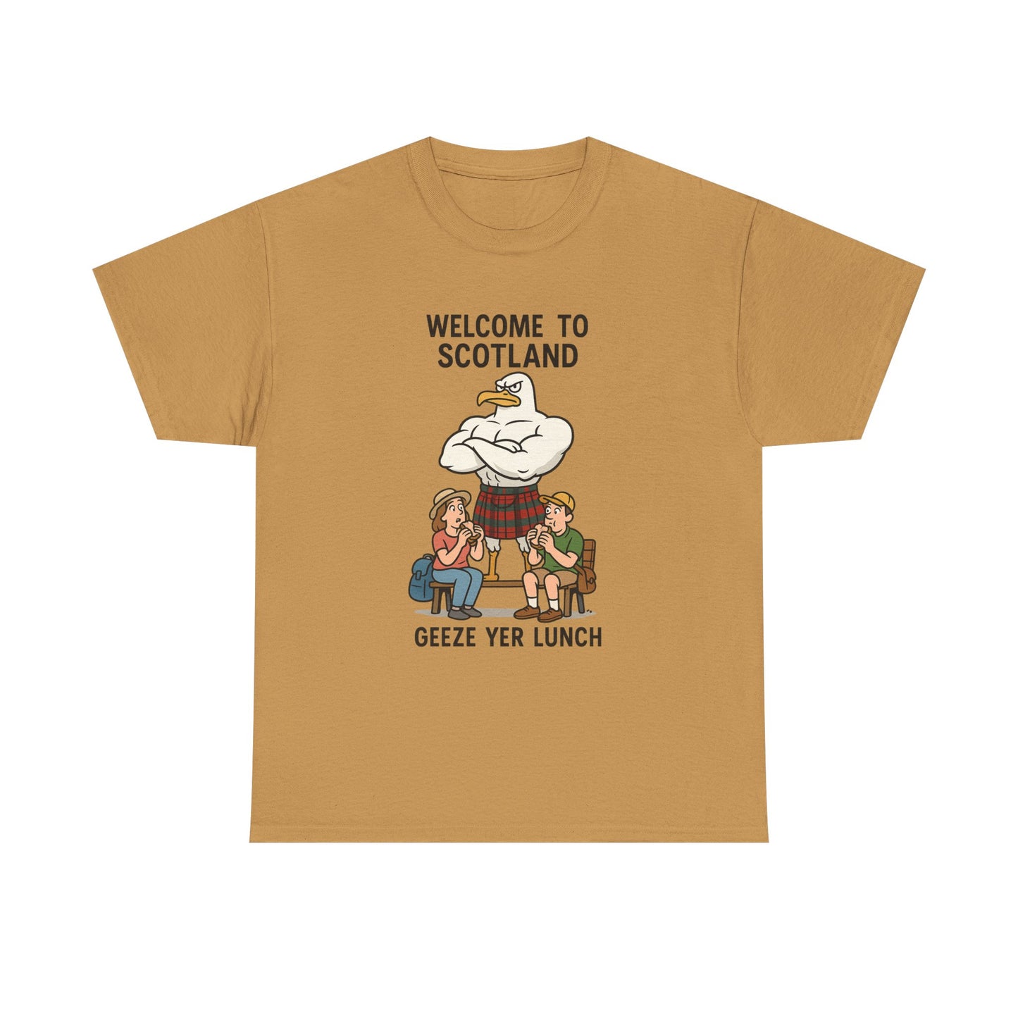 Scottish Seagull 'Geeze yer lunch" Slogan T-Shirt, Various colors & sizes