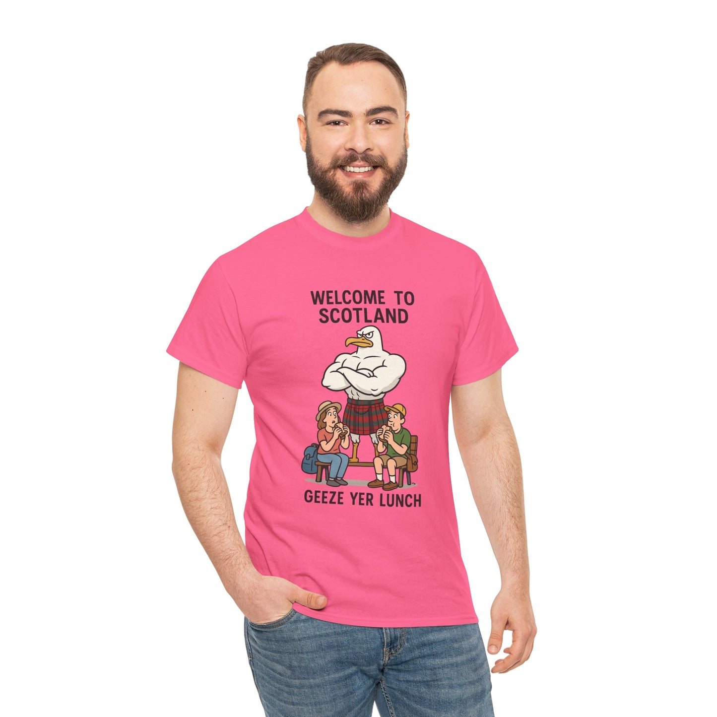 Scottish Seagull 'Geeze yer lunch" Slogan T-Shirt, Various colors & sizes