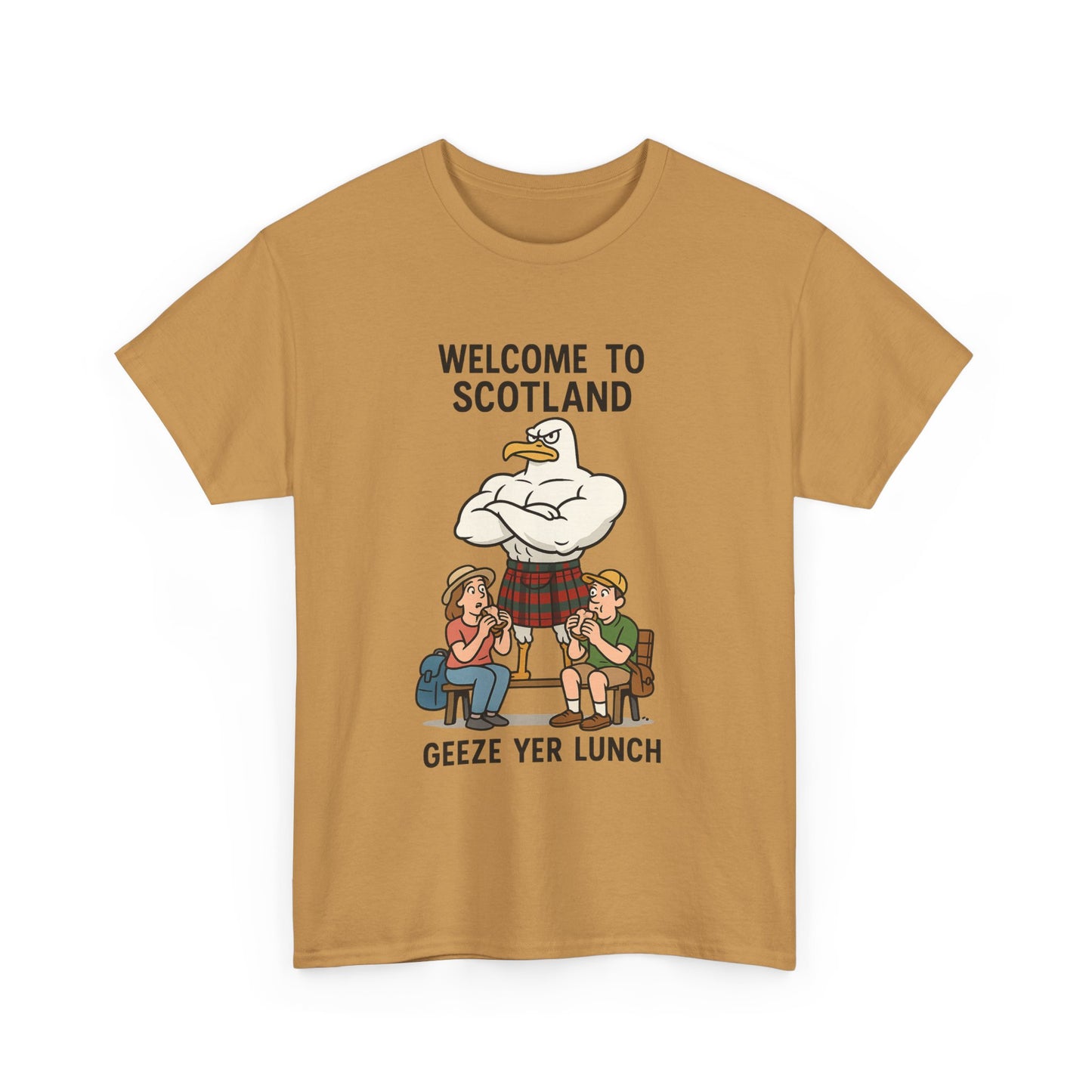 Scottish Seagull 'Geeze yer lunch" Slogan T-Shirt, Various colors & sizes