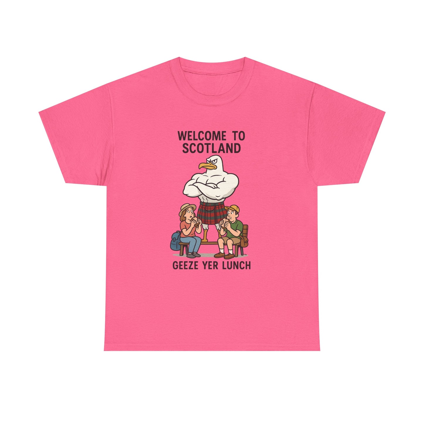 Scottish Seagull 'Geeze yer lunch" Slogan T-Shirt, Various colors & sizes