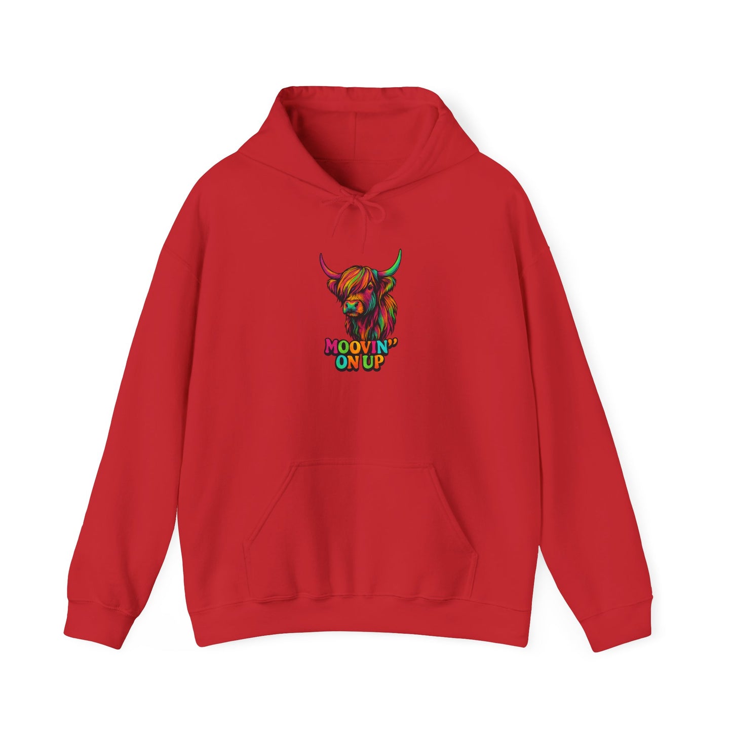 "Neon Hairy Coo, Moo'vin on up" Scottish inspired Hoodie, Various Colors & sizes