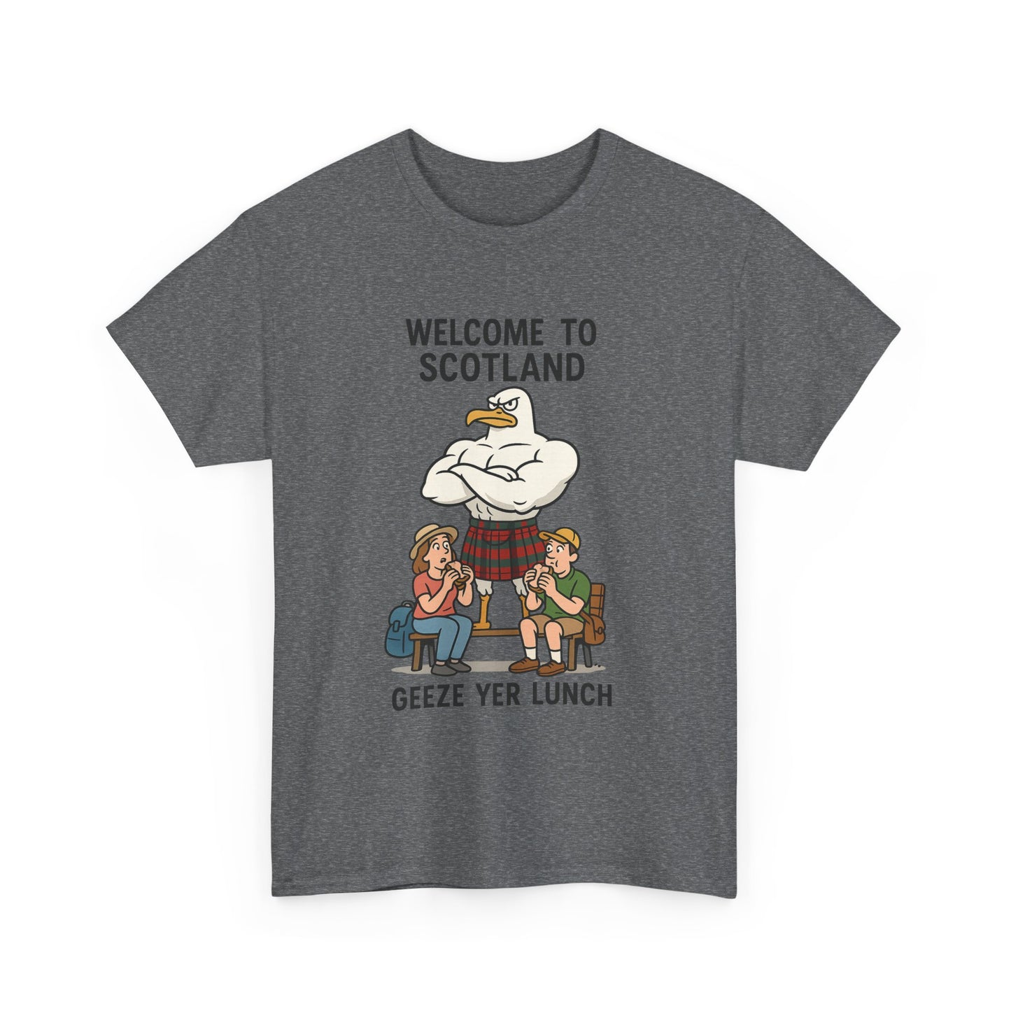 Scottish Seagull 'Geeze yer lunch" Slogan T-Shirt, Various colors & sizes