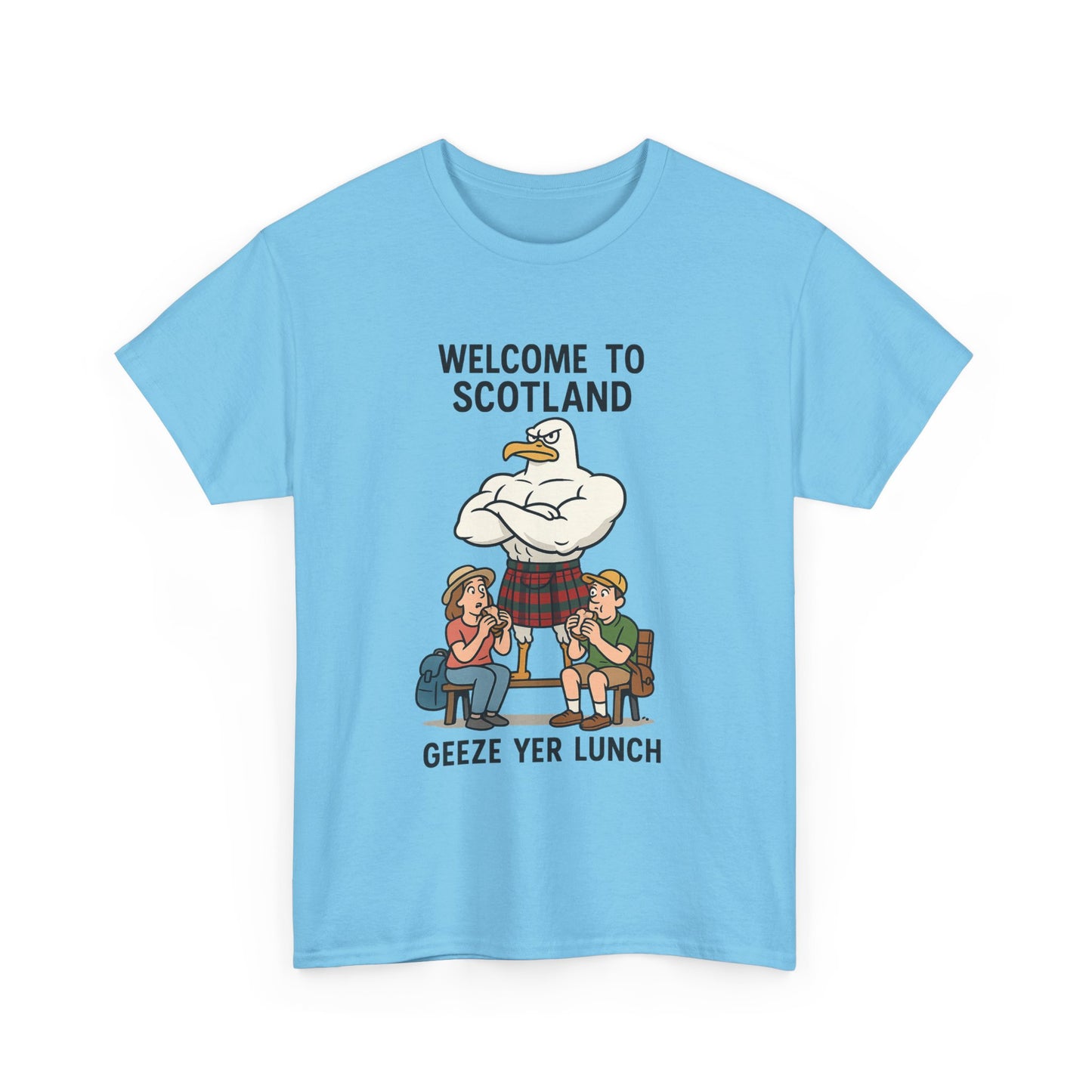 Scottish Seagull 'Geeze yer lunch" Slogan T-Shirt, Various colors & sizes