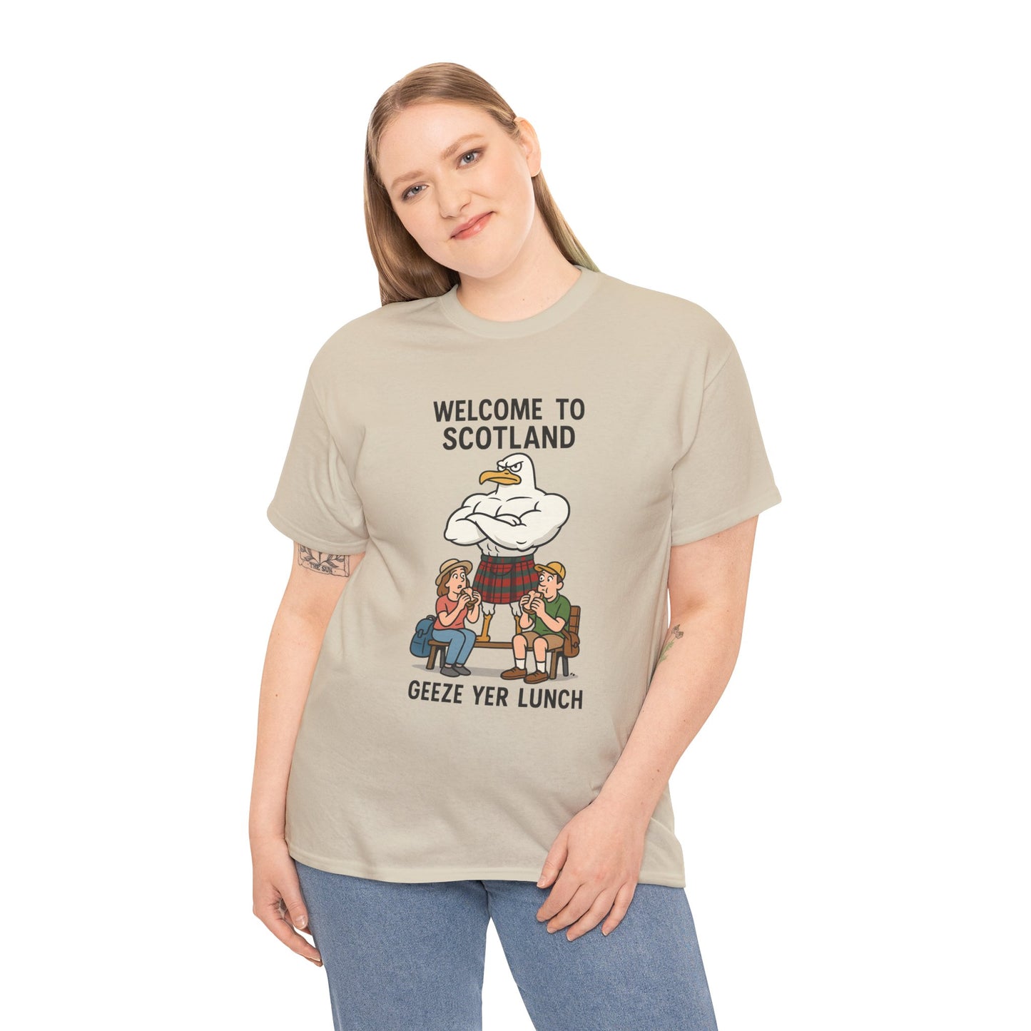 Scottish Seagull 'Geeze yer lunch" Slogan T-Shirt, Various colors & sizes