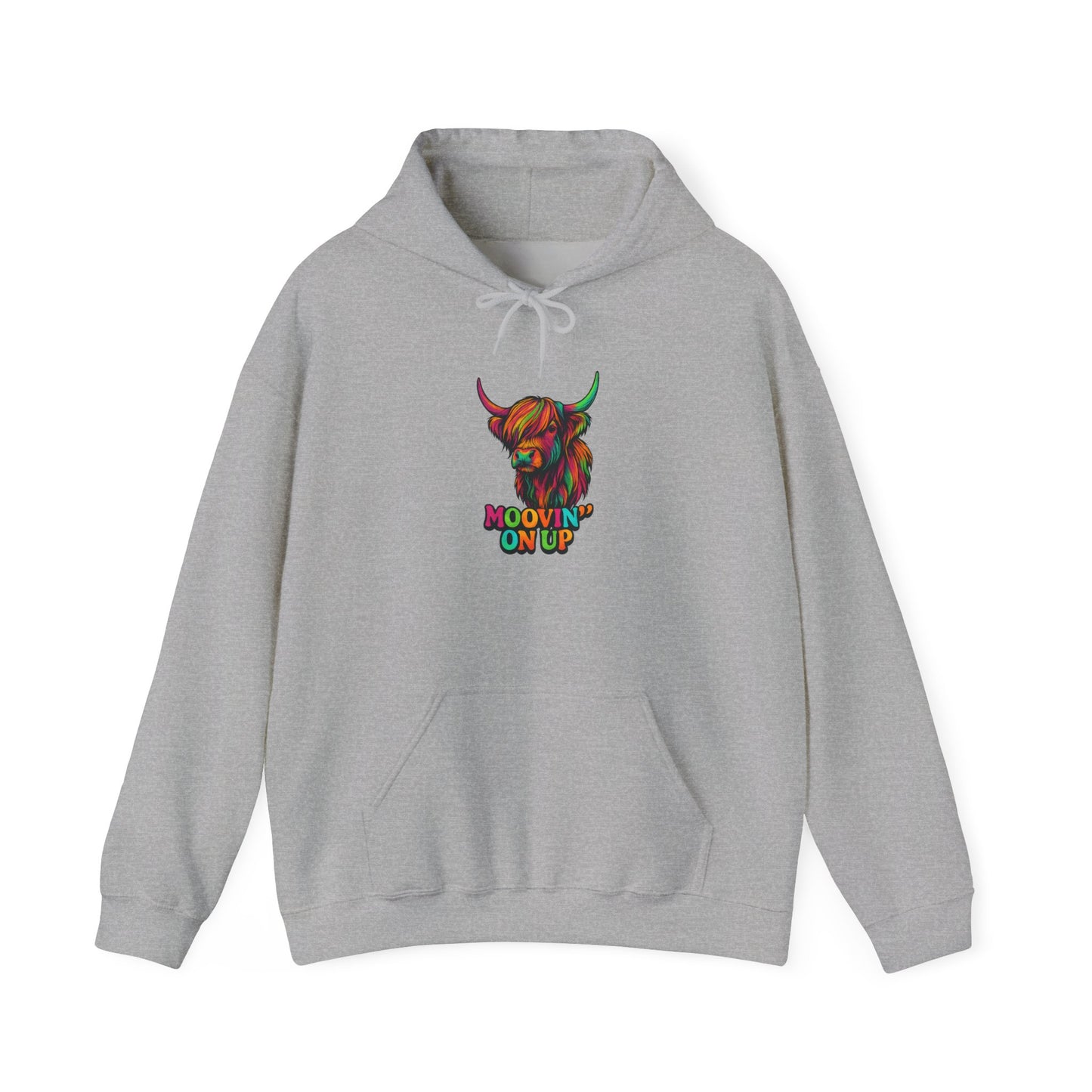 "Neon Hairy Coo, Moo'vin on up" Scottish inspired Hoodie, Various Colors & sizes