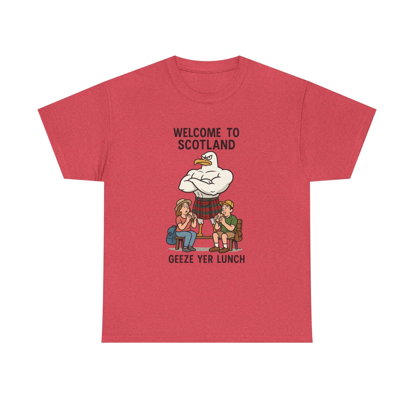 Scottish Seagull 'Geeze yer lunch" Slogan T-Shirt, Various colors & sizes