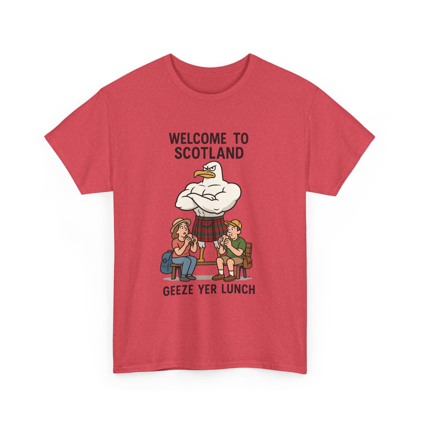 Scottish Seagull 'Geeze yer lunch" Slogan T-Shirt, Various colors & sizes