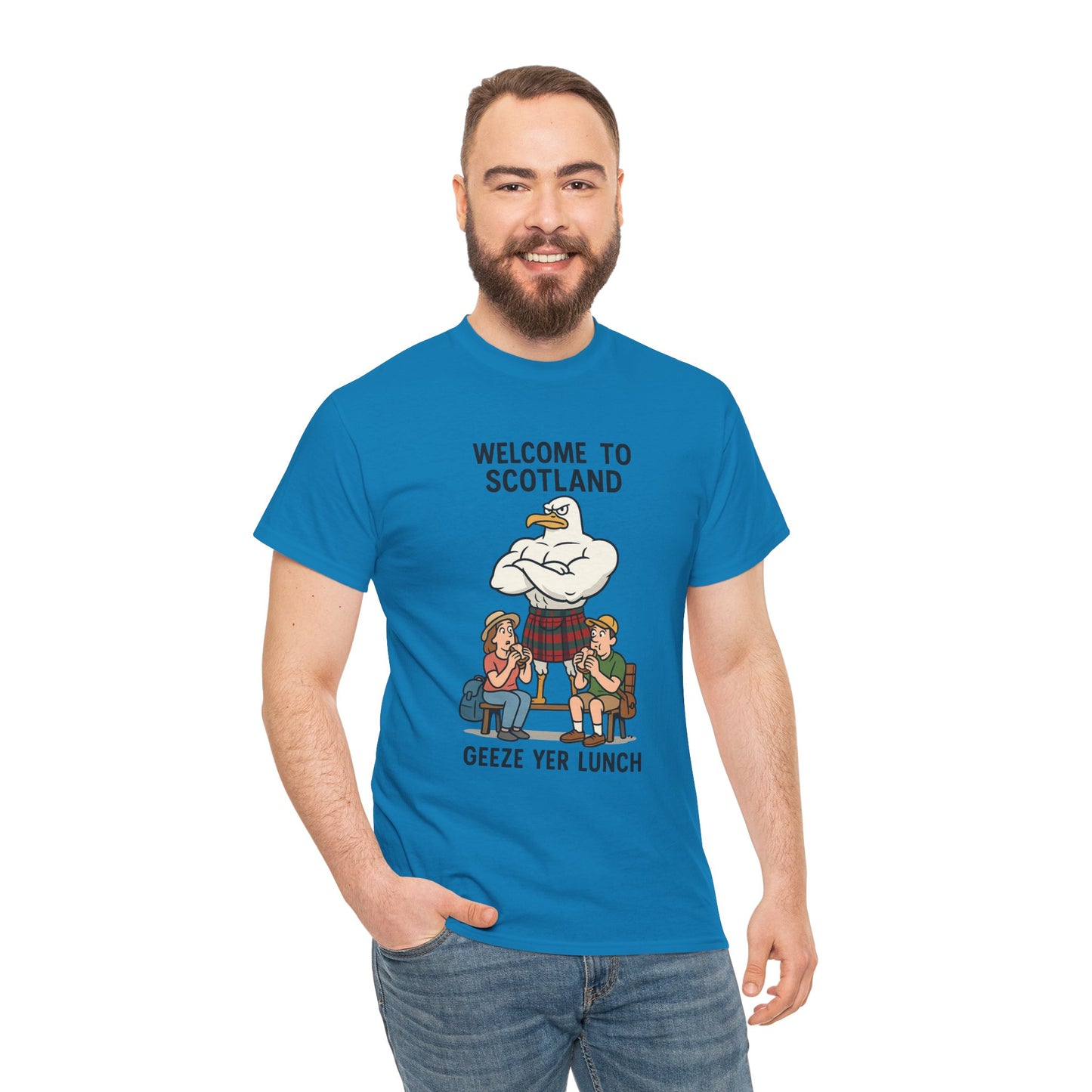 Scottish Seagull 'Geeze yer lunch" Slogan T-Shirt, Various colors & sizes