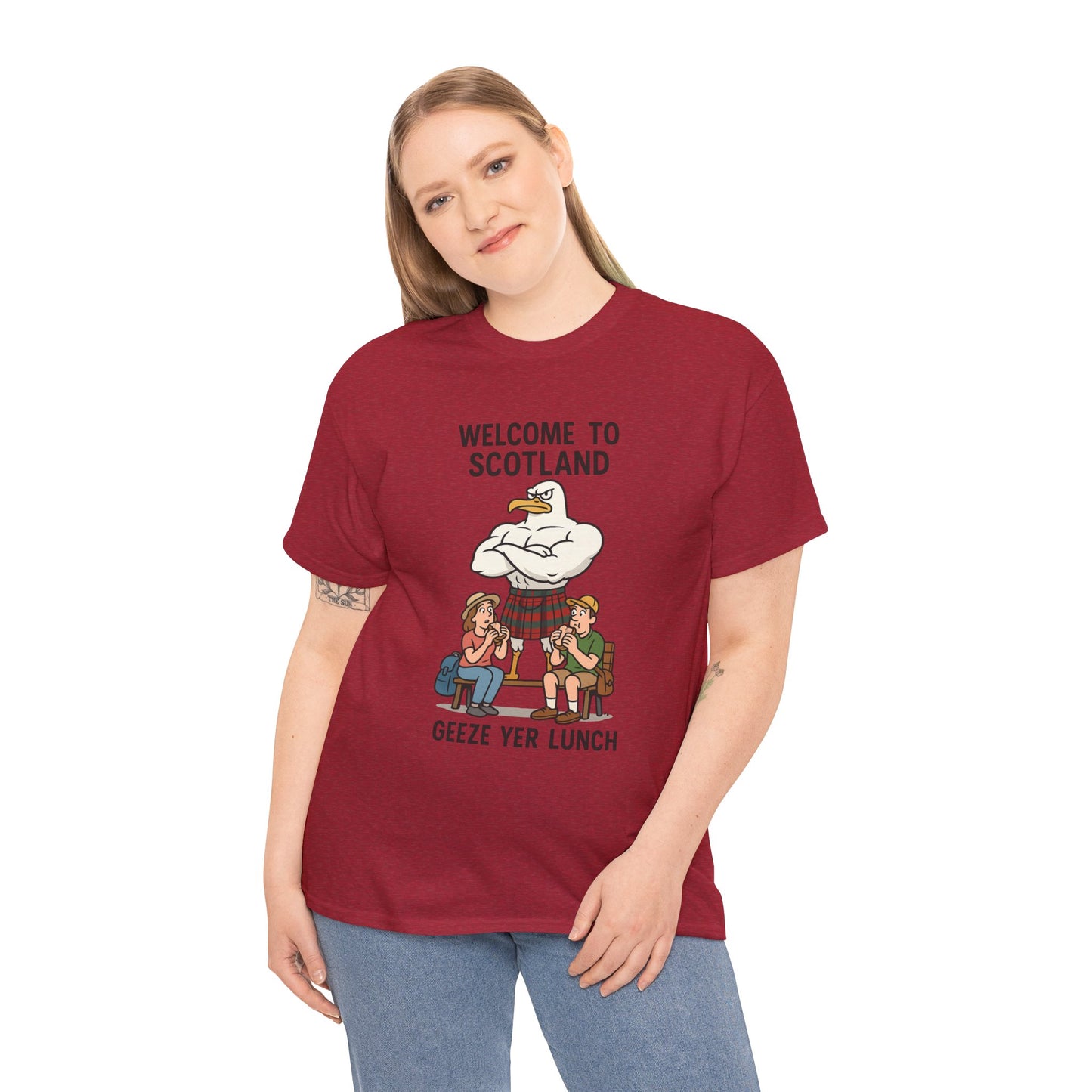 Scottish Seagull 'Geeze yer lunch" Slogan T-Shirt, Various colors & sizes
