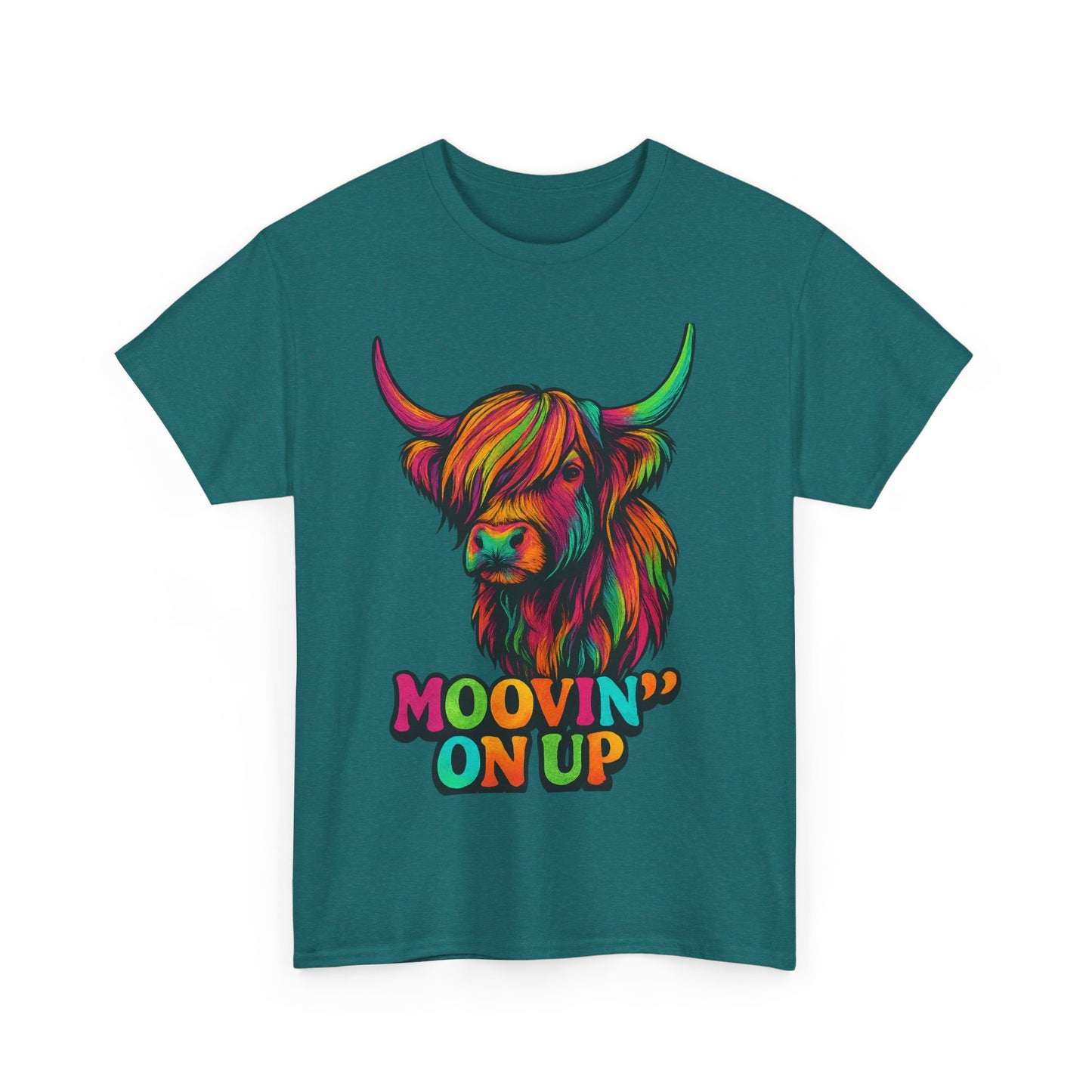 Neon "Hairy Coo, Moo'vin on up" Scottish slogan T-Shirt, Various colors & sizes available