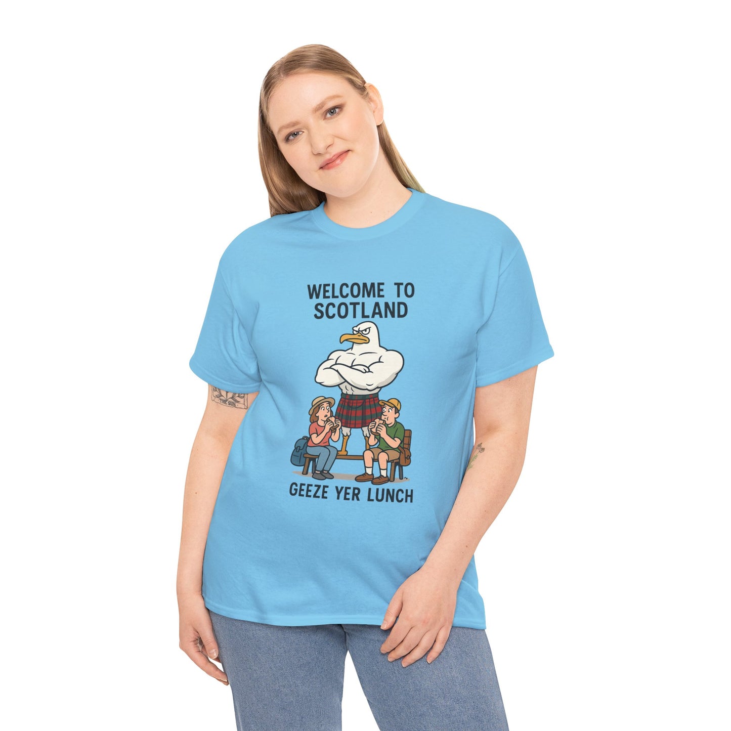 Scottish Seagull 'Geeze yer lunch" Slogan T-Shirt, Various colors & sizes