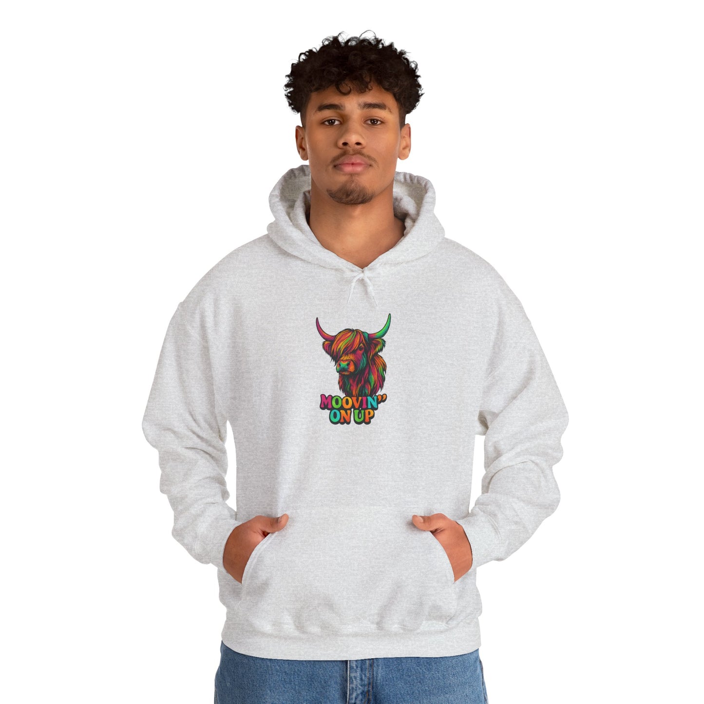"Neon Hairy Coo, Moo'vin on up" Scottish inspired Hoodie, Various Colors & sizes