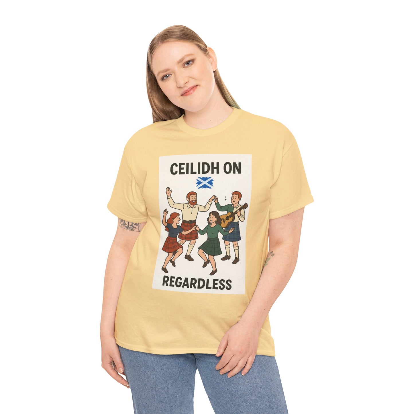 "Scottish Ceilidh on Regardless" Slogan T-shirt, Various colors and sizes