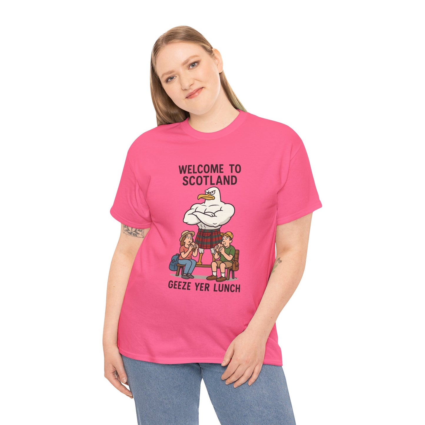 Scottish Seagull 'Geeze yer lunch" Slogan T-Shirt, Various colors & sizes