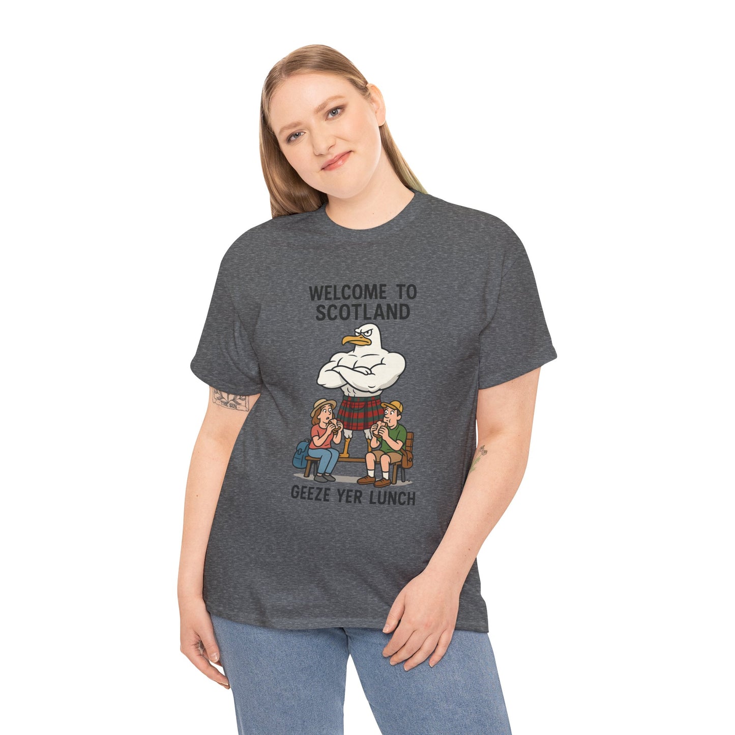 Scottish Seagull 'Geeze yer lunch" Slogan T-Shirt, Various colors & sizes