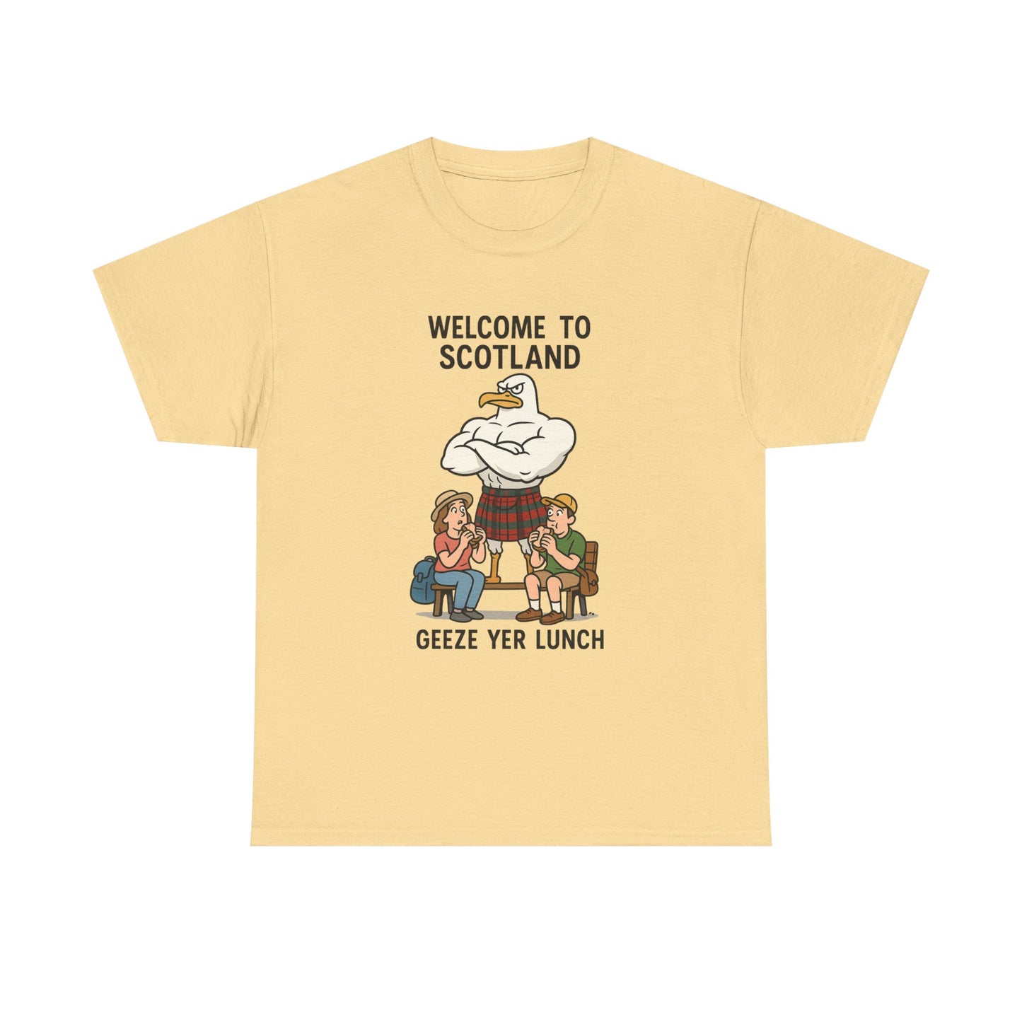 Scottish Seagull 'Geeze yer lunch" Slogan T-Shirt, Various colors & sizes