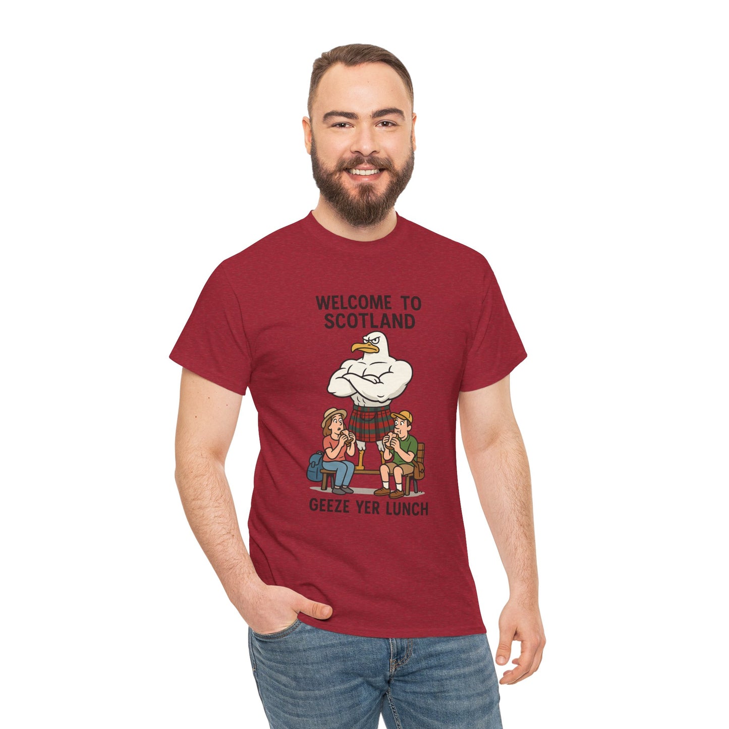 Scottish Seagull 'Geeze yer lunch" Slogan T-Shirt, Various colors & sizes