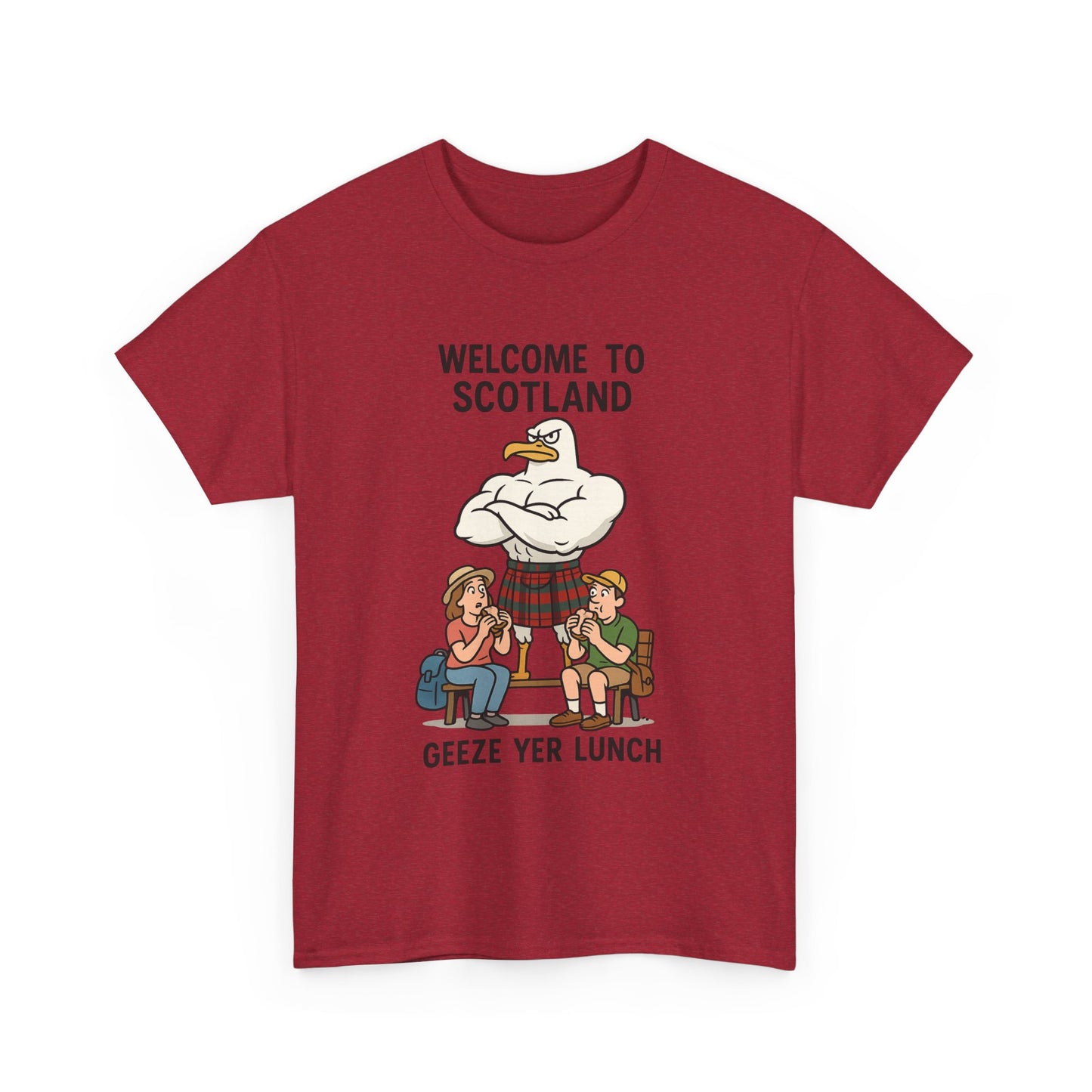 Scottish Seagull 'Geeze yer lunch" Slogan T-Shirt, Various colors & sizes