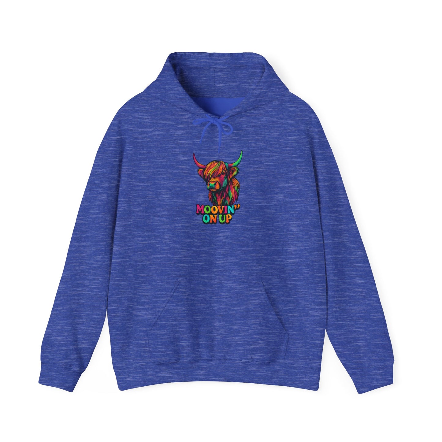 "Neon Hairy Coo, Moo'vin on up" Scottish inspired Hoodie, Various Colors & sizes