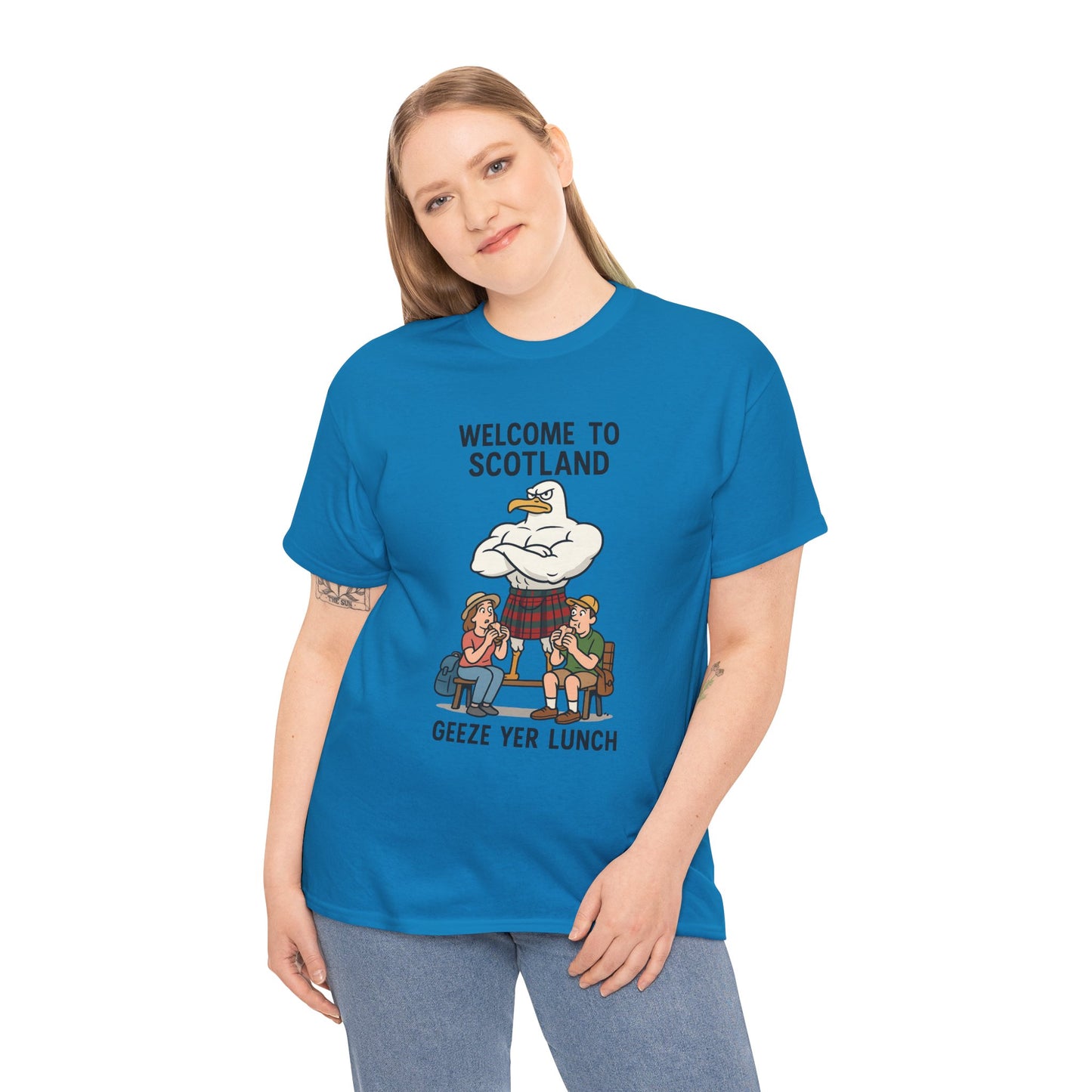 Scottish Seagull 'Geeze yer lunch" Slogan T-Shirt, Various colors & sizes