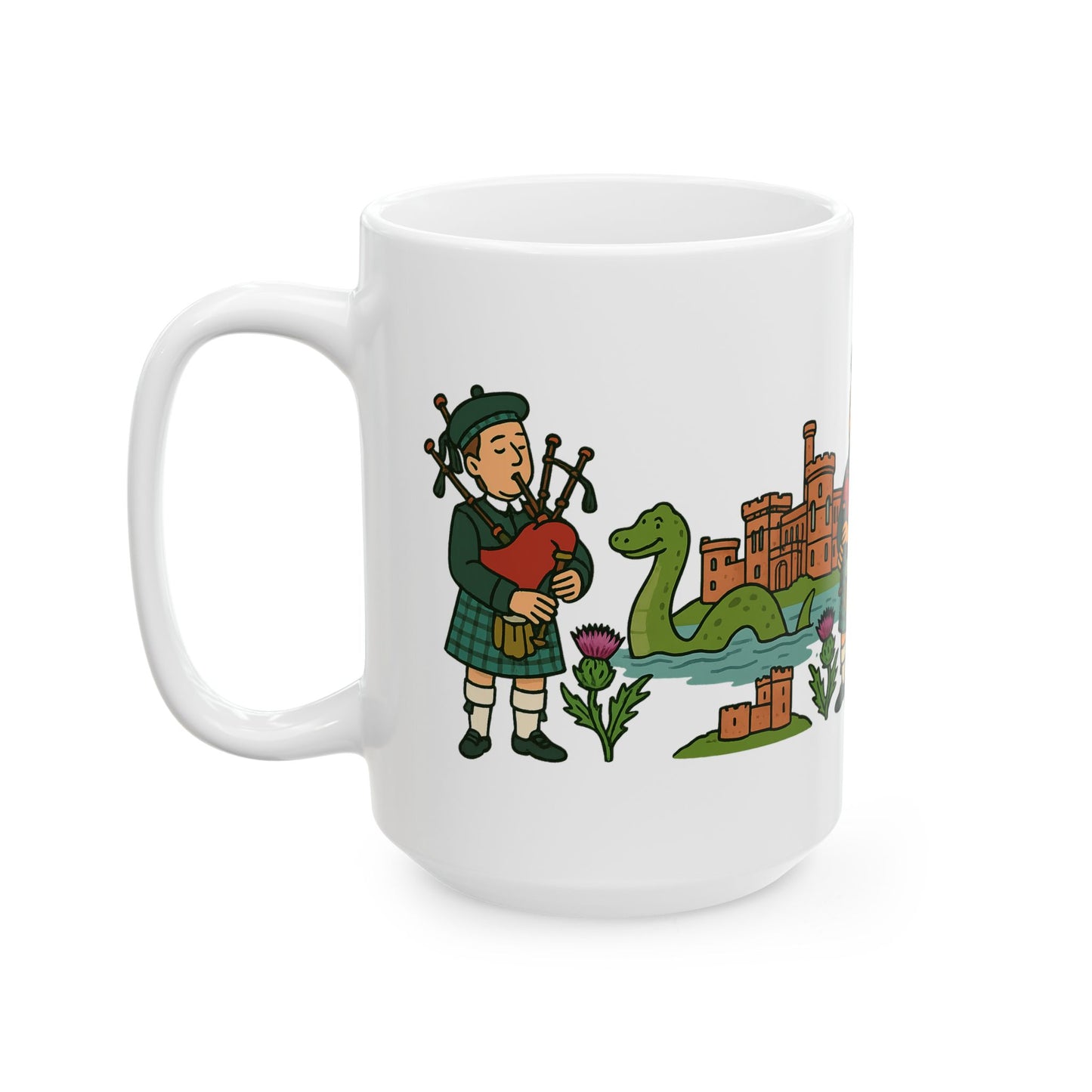 Ceramic Mug - "Dancing Thistle & Pipers" Various sizes