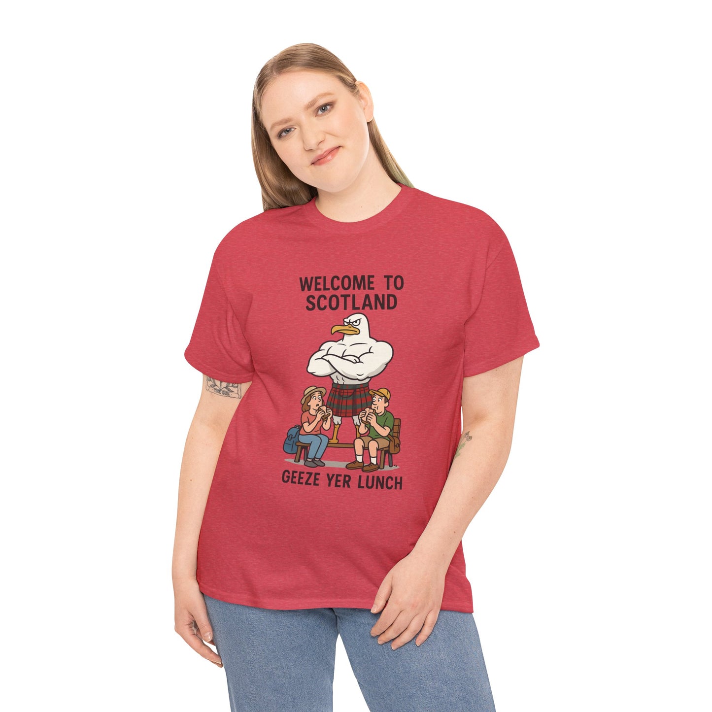 Scottish Seagull 'Geeze yer lunch" Slogan T-Shirt, Various colors & sizes