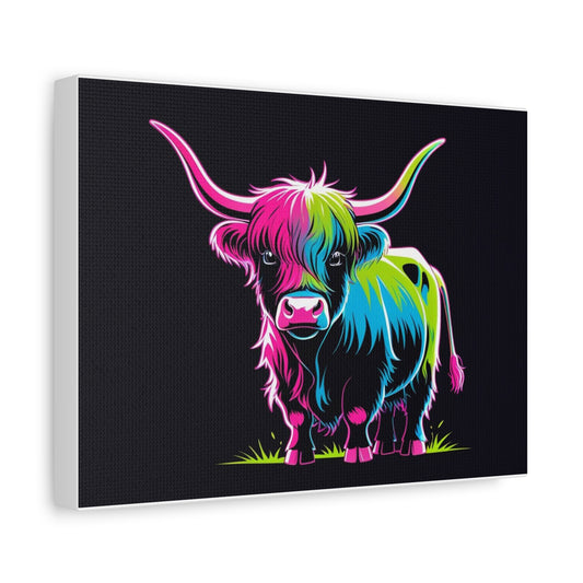Colorful Highland Cow Canvas Art