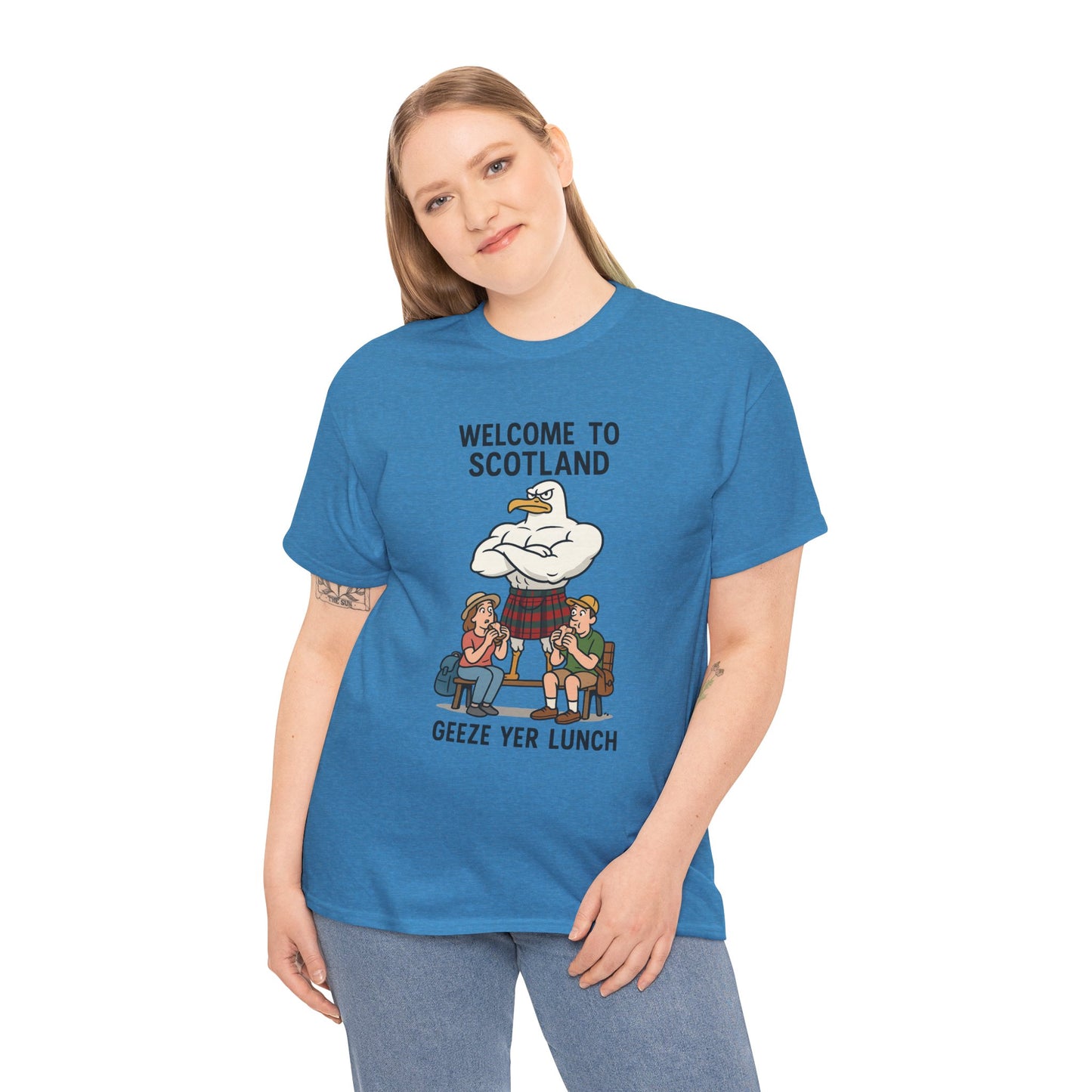 Scottish Seagull 'Geeze yer lunch" Slogan T-Shirt, Various colors & sizes
