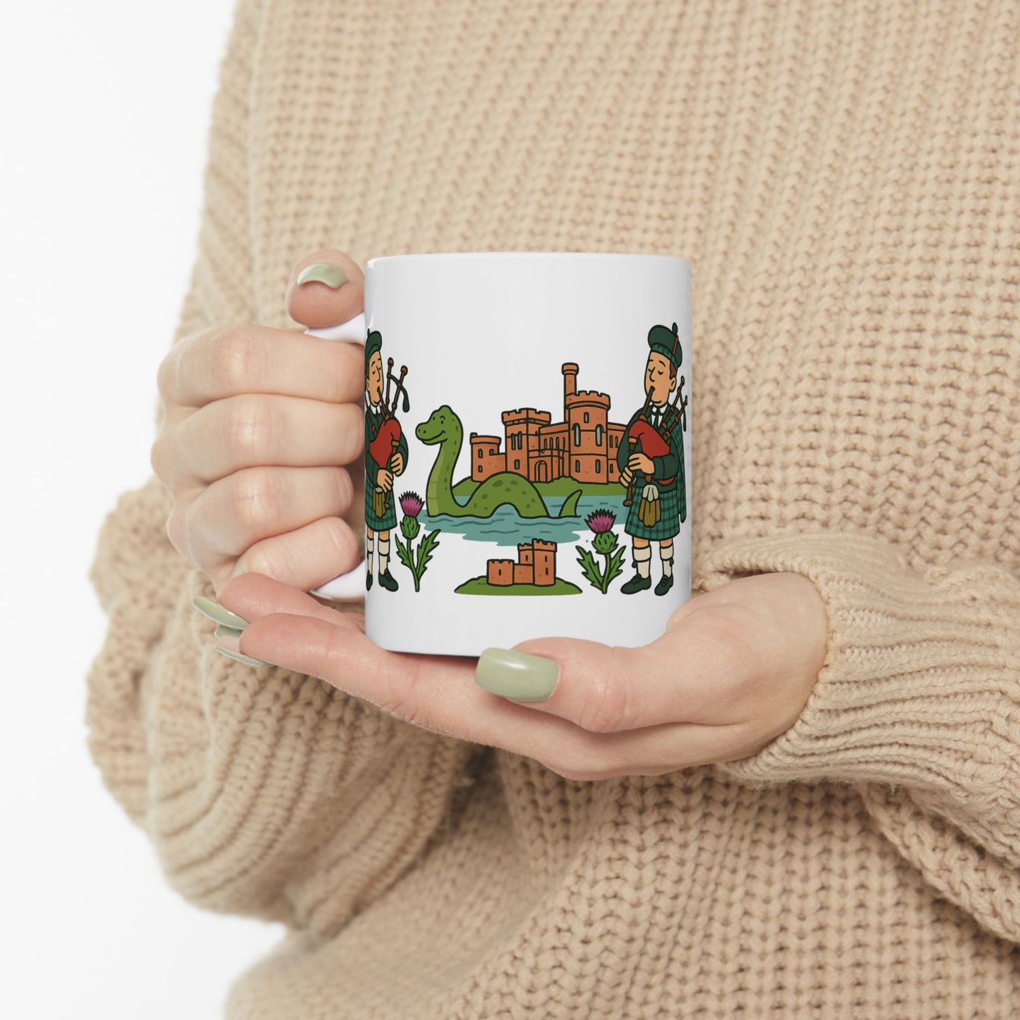 Ceramic Mug - "Dancing Thistle & Pipers" Various sizes