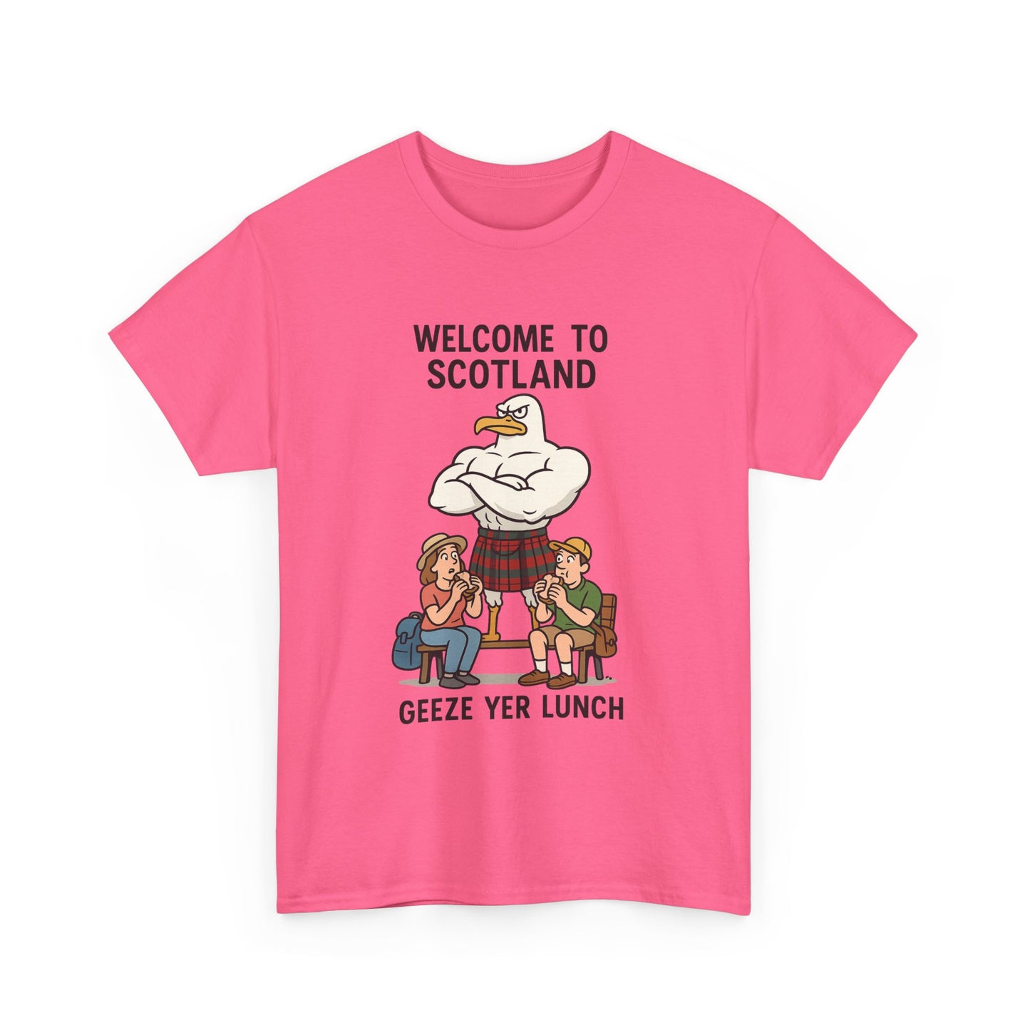 Scottish Seagull 'Geeze yer lunch" Slogan T-Shirt, Various colors & sizes