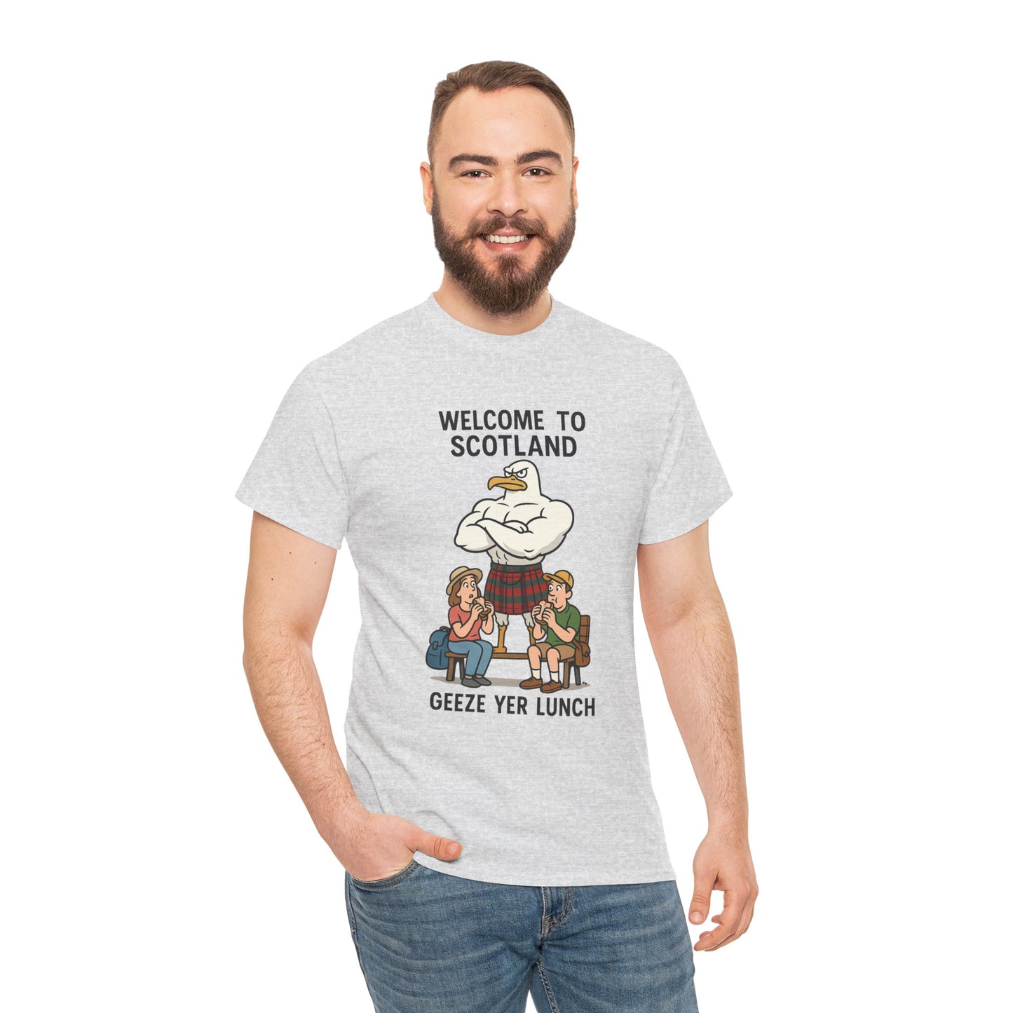 Scottish Seagull 'Geeze yer lunch" Slogan T-Shirt, Various colors & sizes