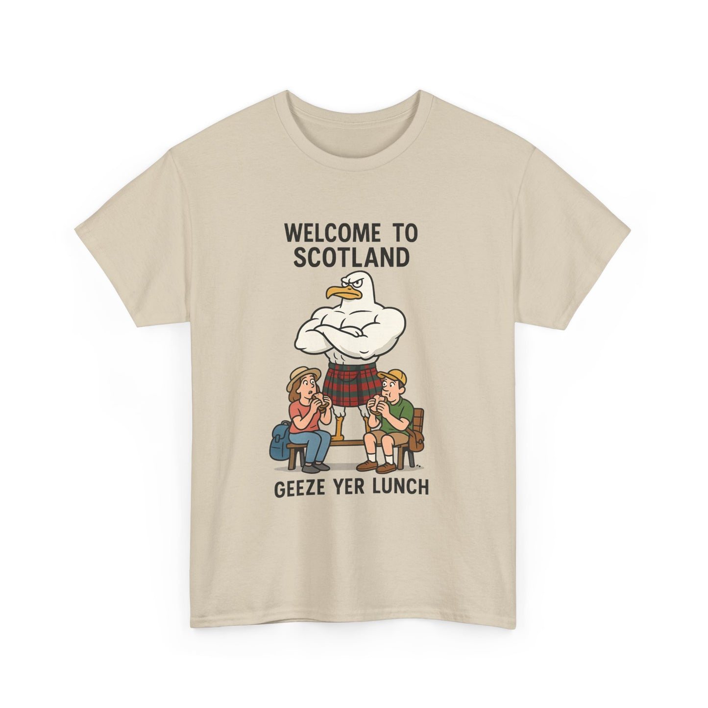 Scottish Seagull 'Geeze yer lunch" Slogan T-Shirt, Various colors & sizes