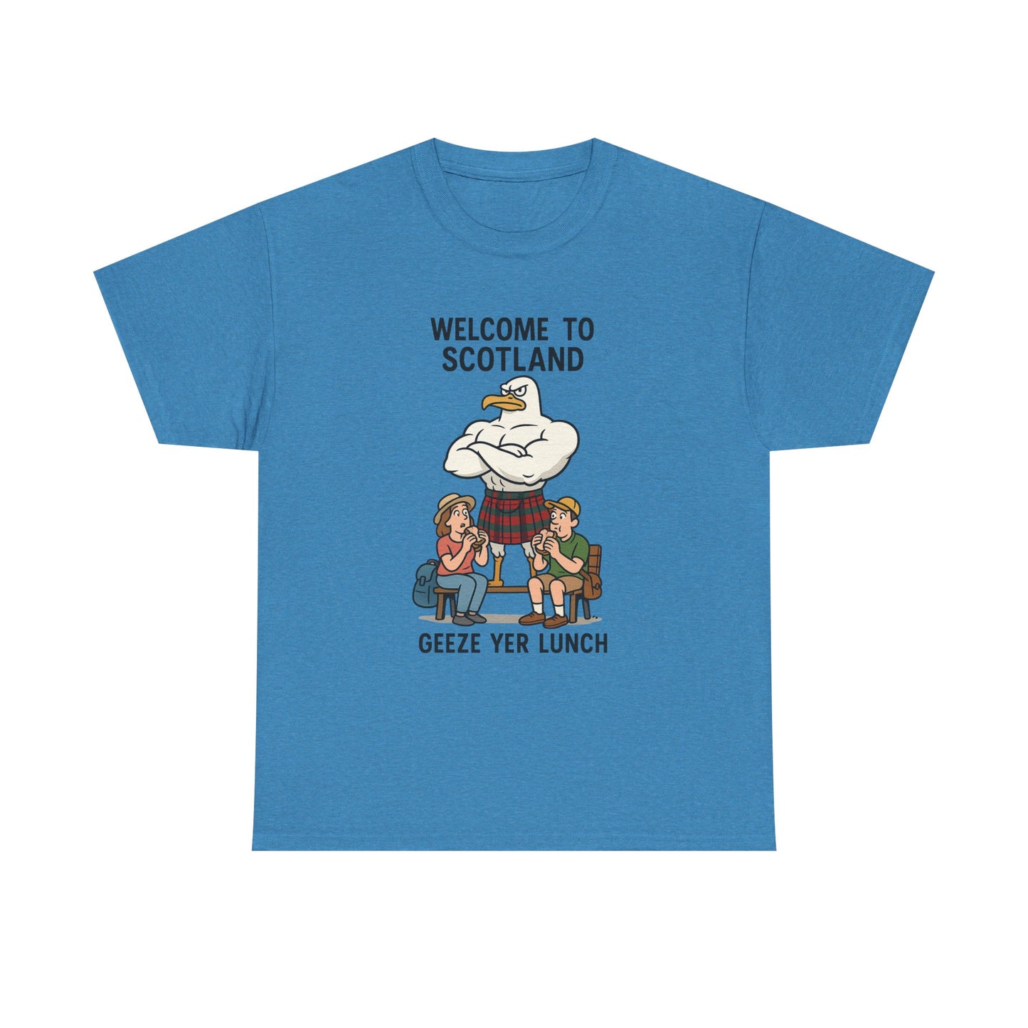 Scottish Seagull 'Geeze yer lunch" Slogan T-Shirt, Various colors & sizes