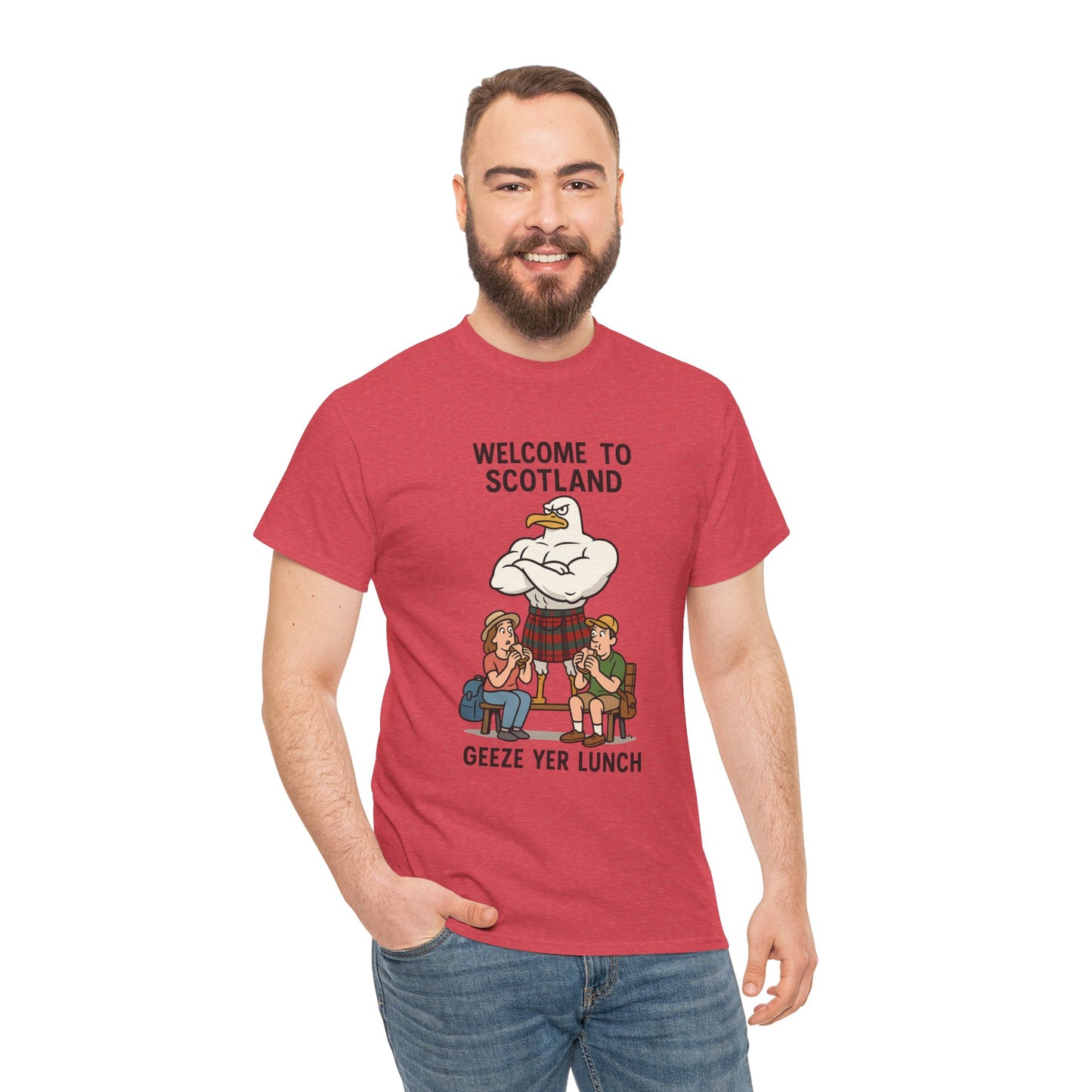Scottish Seagull 'Geeze yer lunch" Slogan T-Shirt, Various colors & sizes