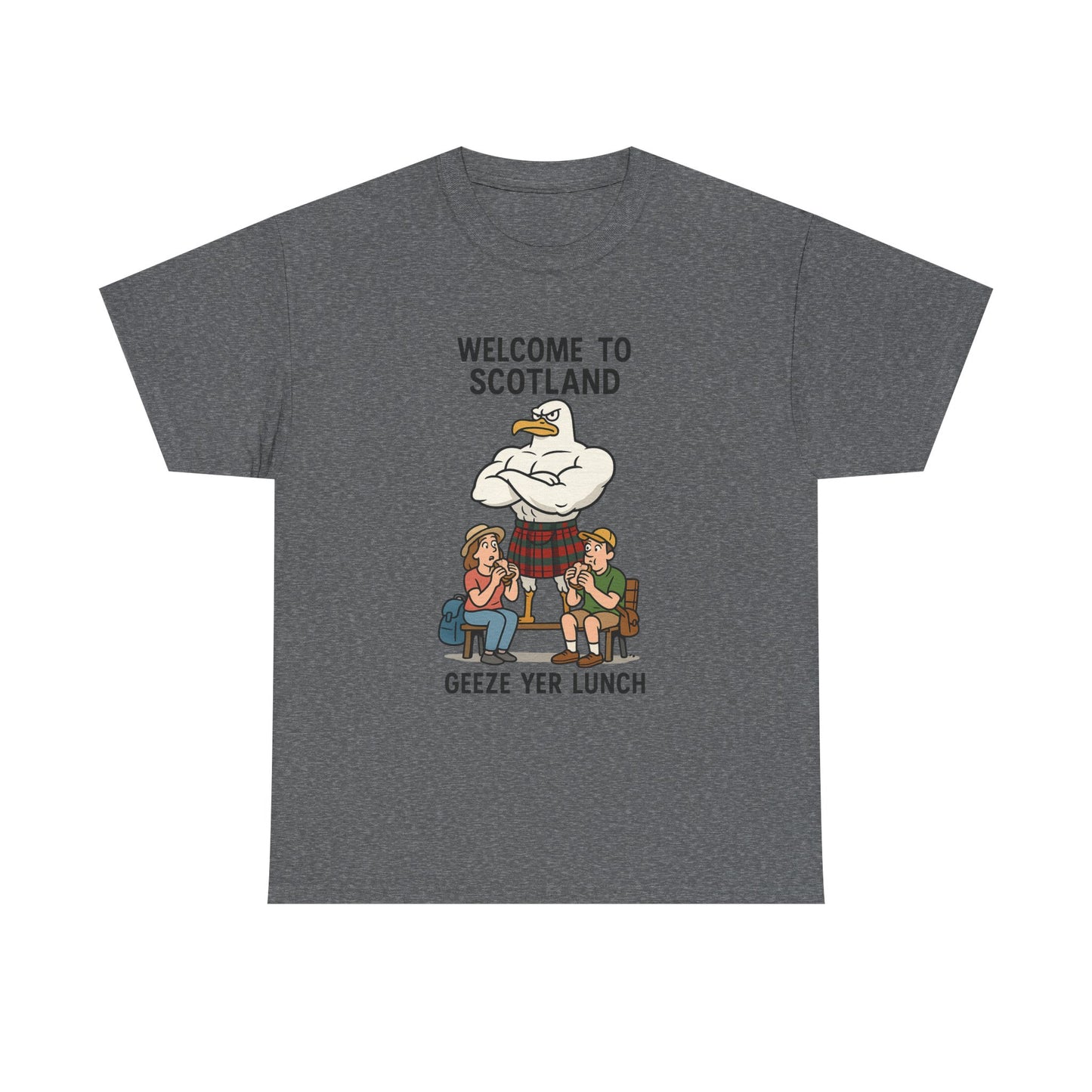 Scottish Seagull 'Geeze yer lunch" Slogan T-Shirt, Various colors & sizes